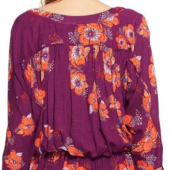 Free People - Printed Tunic Blouse/Mini Dress - "Tuscan Dreams" Plum Floral - S - Picture 5 of 9